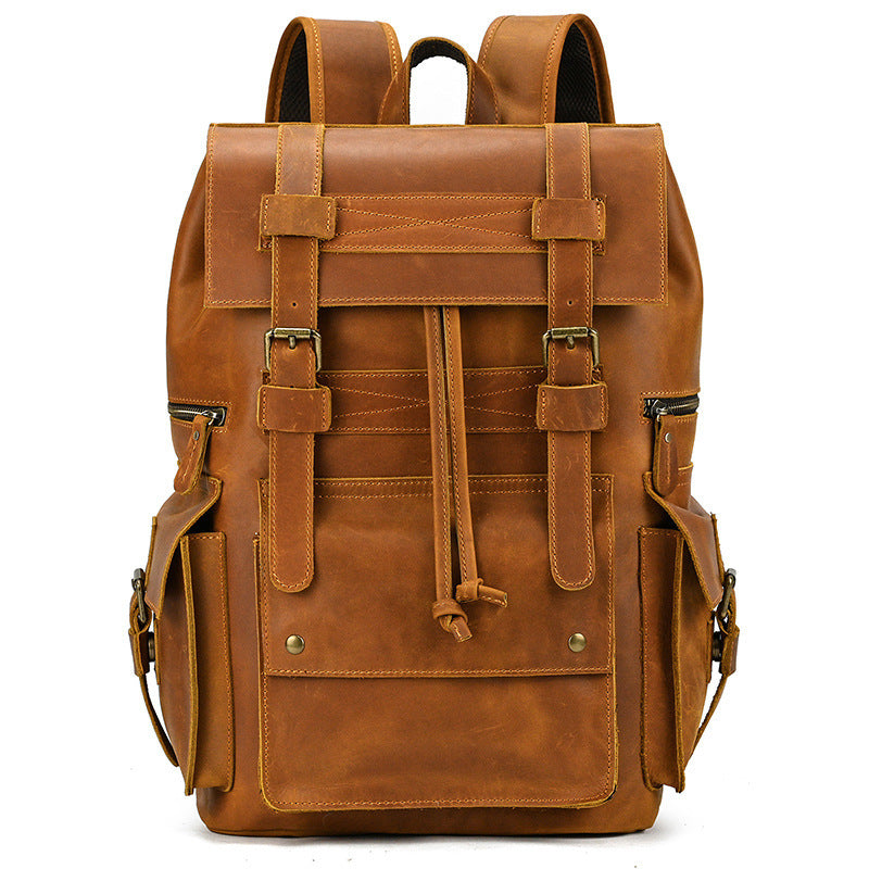 Retro Men's Backpack Cowhide Large Capacity 15-inch Computer Bag - 𝓢𝓱𝓸𝓹𝓵𝓮𝓬𝔂
