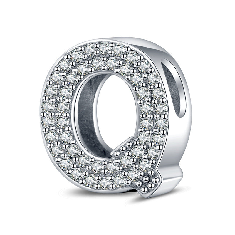 Twenty-six Letter Beads White Copper Silver Plated Beaded Braceletnecklace Ornament - 𝓢𝓱𝓸𝓹𝓵𝓮𝓬𝔂