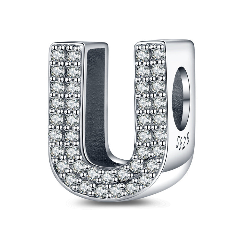 Twenty-six Letter Beads White Copper Silver Plated Beaded Braceletnecklace Ornament - 𝓢𝓱𝓸𝓹𝓵𝓮𝓬𝔂