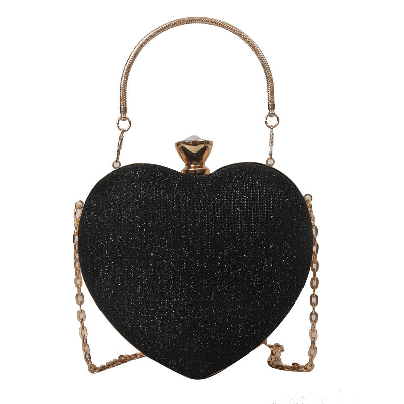 Evening Clutch Bag Women Bag Shiny Handbag Heart Shape Metal Clutches Bag Fashion Chain Shoulder Crossbody Bag Luxury Lady Purse Valentines Day Outfit - 𝓢𝓱𝓸𝓹𝓵𝓮𝓬𝔂
