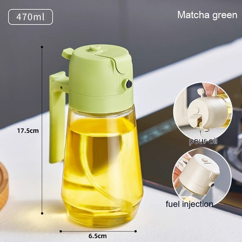 470ML Olive Oil Sprayer Dispenser For Cooking BBQ 2 In 1 Glass Oil Vinegar Soy Sauce Spray Kitchen Oil Bottle For Air Fryer - 𝓢𝓱𝓸𝓹𝓵𝓮𝓬𝔂