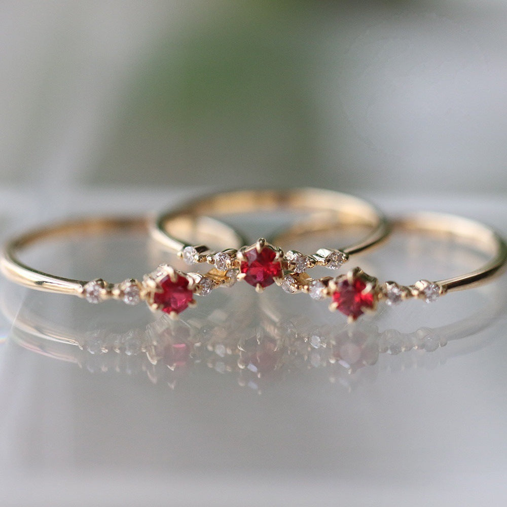 Fashionable Ruby with Diamonds Women's 16k Gold Engagement Wedding Ring - 𝓢𝓱𝓸𝓹𝓵𝓮𝓬𝔂