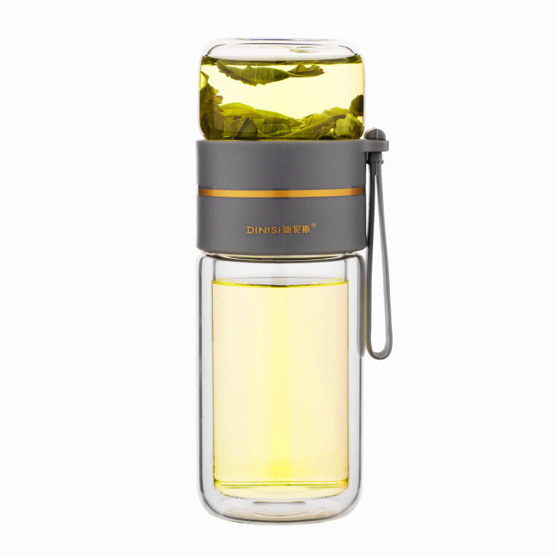 Glass Water Bottle With Tea Infuser Filter Tea Separation Double Wall Glass Bottle Leakproof Water Bottle - 𝓢𝓱𝓸𝓹𝓵𝓮𝓬𝔂