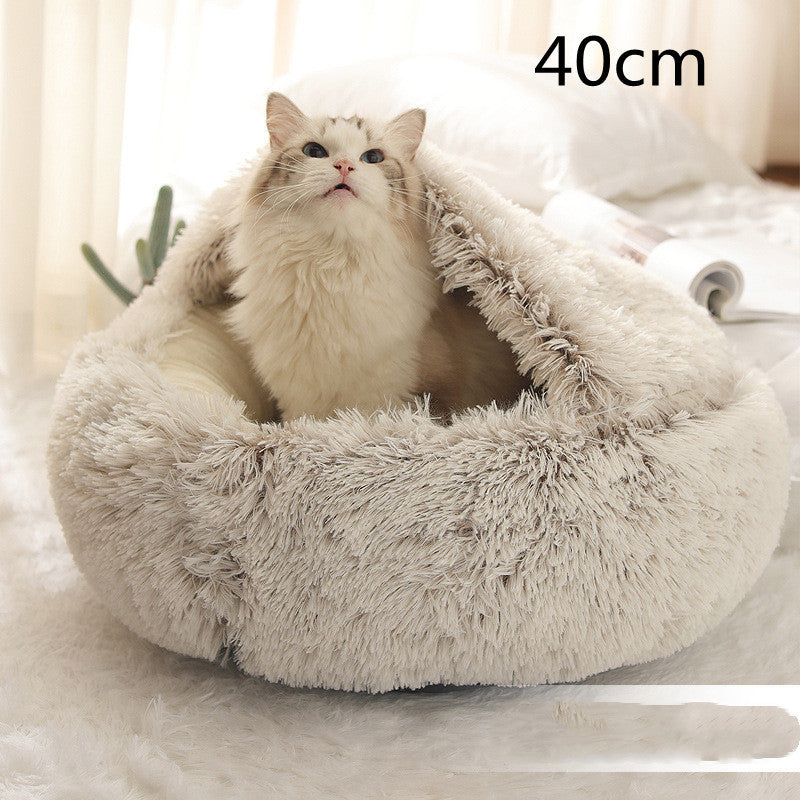 2 In 1 Dog And Cat Bed Pet Winter Bed Round Plush Warm Bed House Soft Long Plush Pets Bed Pet Products - 𝓢𝓱𝓸𝓹𝓵𝓮𝓬𝔂