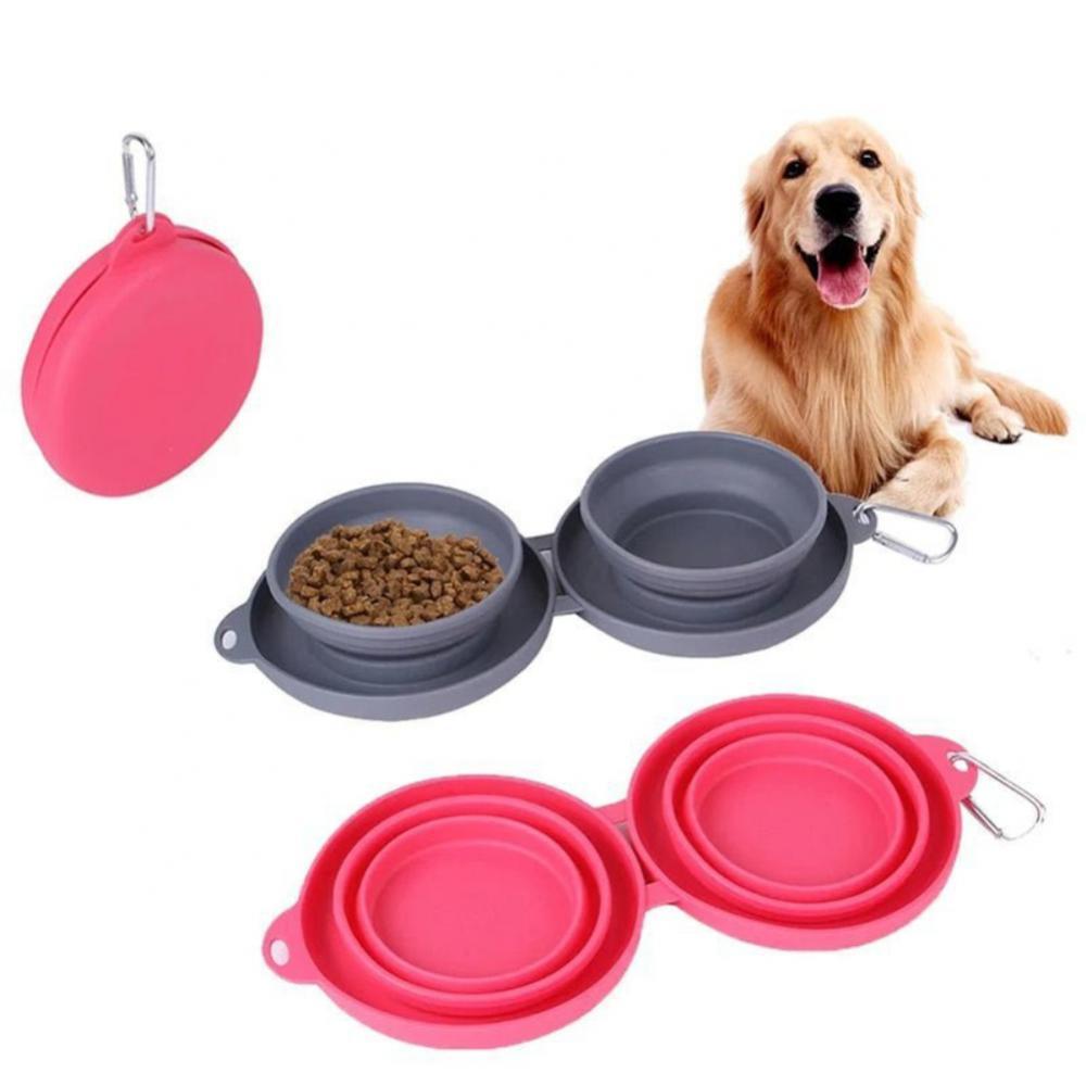 Rubber Foldable Double Bowl Pet Feeding Bowl Pets Supplies Dog Cat Bowls - 𝓢𝓱𝓸𝓹𝓵𝓮𝓬𝔂
