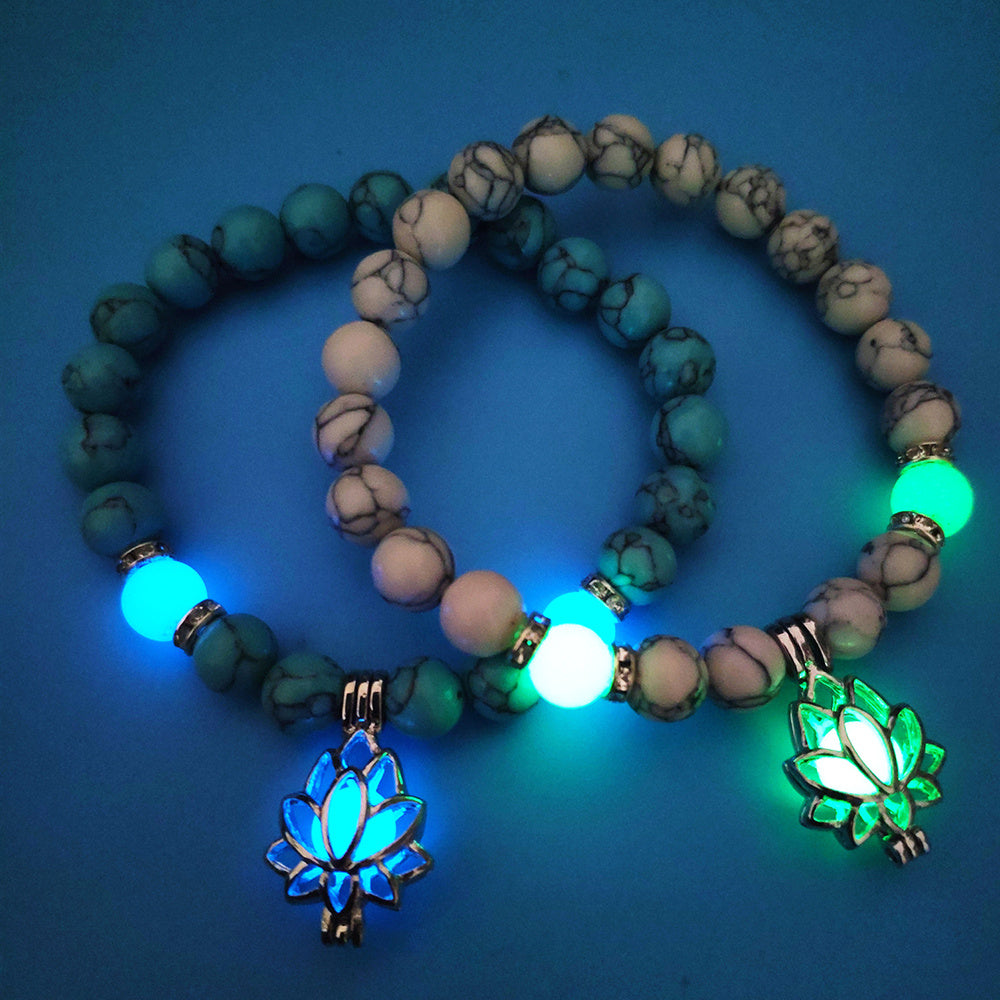 Energy Luminous Lotus Natural Stone Bracelet Yoga Healing Luminous Glow In The Dark Charm Beads Bracelet For Men Women Prayer Buddhism - 𝓢𝓱𝓸𝓹𝓵𝓮𝓬𝔂