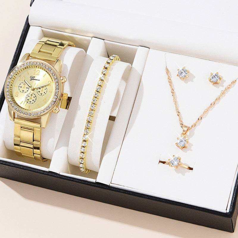 Women's Three-eye Quartz Diamond-embedded Watch - 𝓢𝓱𝓸𝓹𝓵𝓮𝓬𝔂