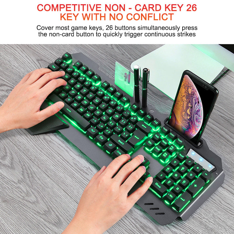 ErgonomicWired Gaming Keyboard with RGB Backlight Phone Holder - 𝓢𝓱𝓸𝓹𝓵𝓮𝓬𝔂