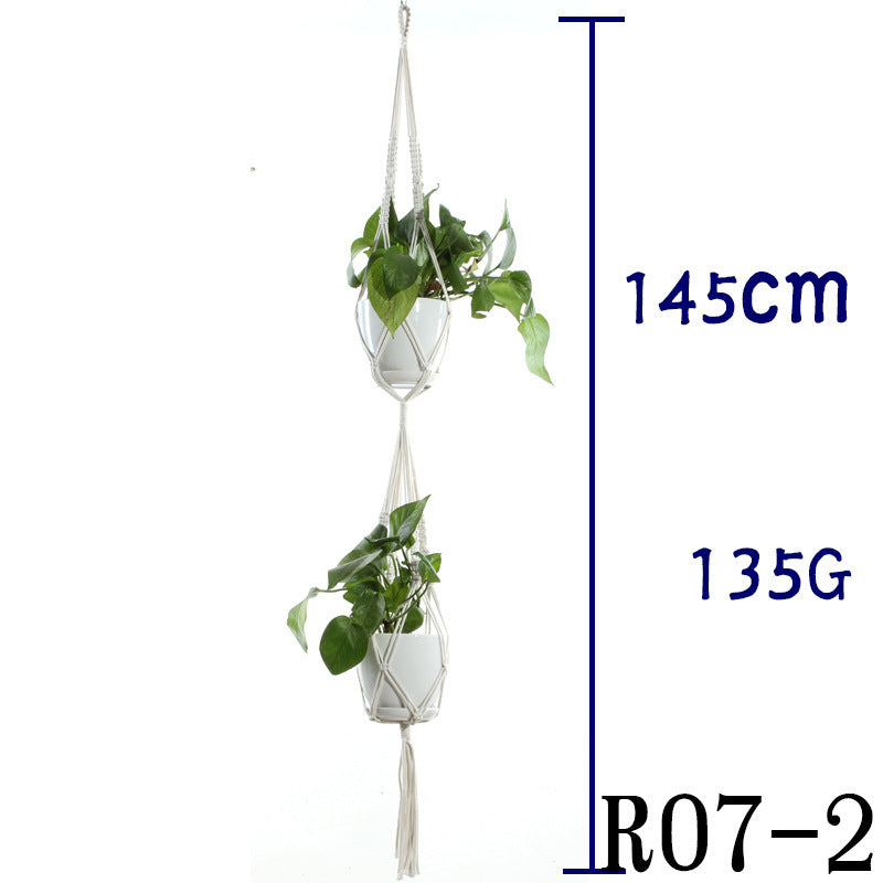 Flower Pot Net Bag Beige Cotton Rope Indoor Plant Hanger Hanging Basket Sling - 𝓢𝓱𝓸𝓹𝓵𝓮𝓬𝔂