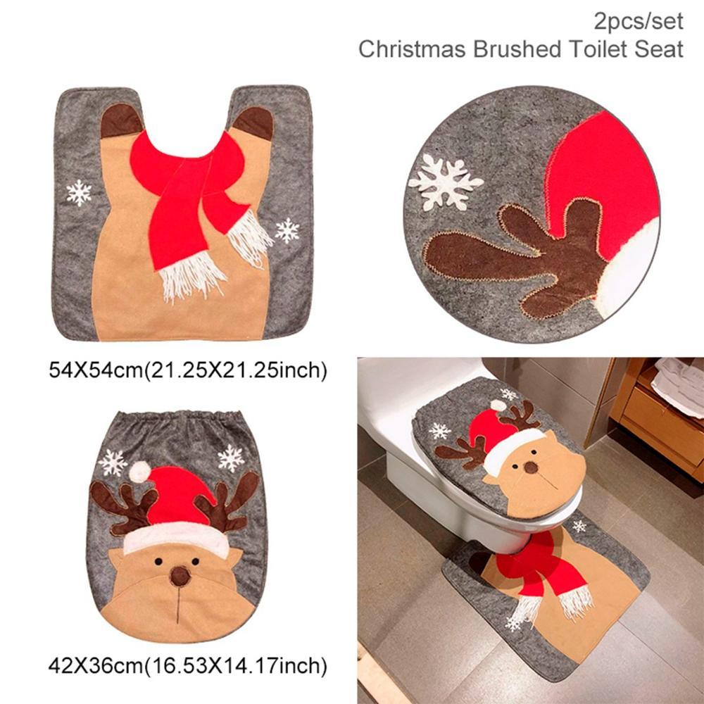Merry Christmas Bathroom Curtain Santa Claus Toilet Seat Christmas Decorations - 𝓢𝓱𝓸𝓹𝓵𝓮𝓬𝔂