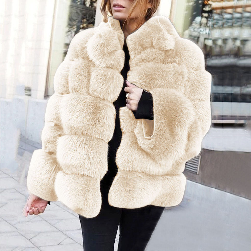 Faux fur stitching women's jacket - 𝓢𝓱𝓸𝓹𝓵𝓮𝓬𝔂