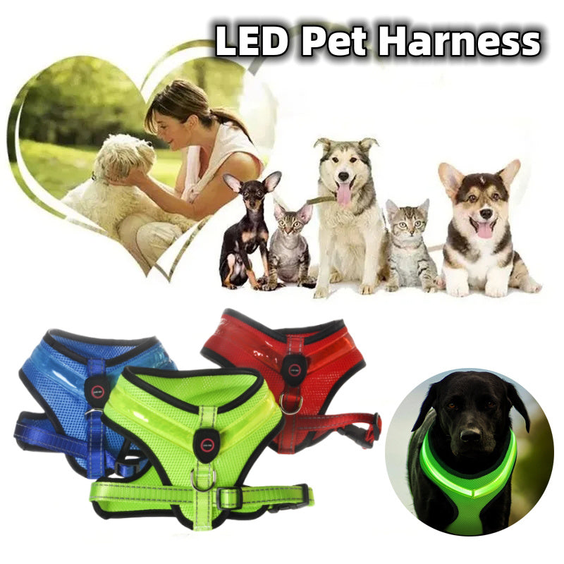 LED Luminous Dog Harness Led USB Charging Dog Chest Strap Vest Pet Safety Reflective Harness Pet Vest For Puppy Large Dog Pet Products - 𝓢𝓱𝓸𝓹𝓵𝓮𝓬𝔂
