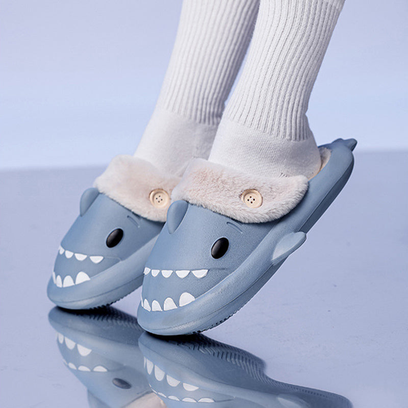 Winter Shark Shoes House Slippers With Button EVA Couple Slippers - 𝓢𝓱𝓸𝓹𝓵𝓮𝓬𝔂