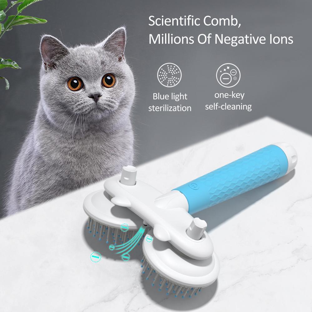 Pet Cat Brush Dog Slicker Brush Double-headed Negative Ion One-button Self Cleaning Dog Cat Hair Removal Pets Products - 𝓢𝓱𝓸𝓹𝓵𝓮𝓬𝔂