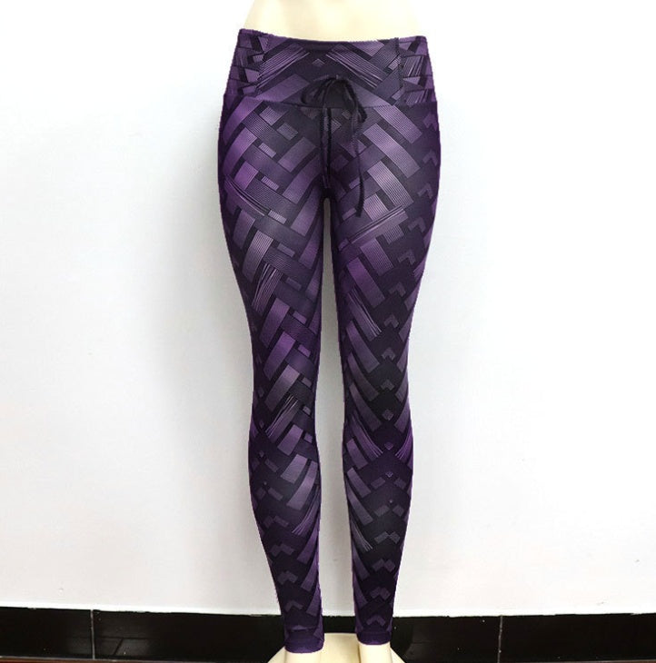High Waist Iron Weave Print Push Up Yoga Workout Leggings - 𝓢𝓱𝓸𝓹𝓵𝓮𝓬𝔂