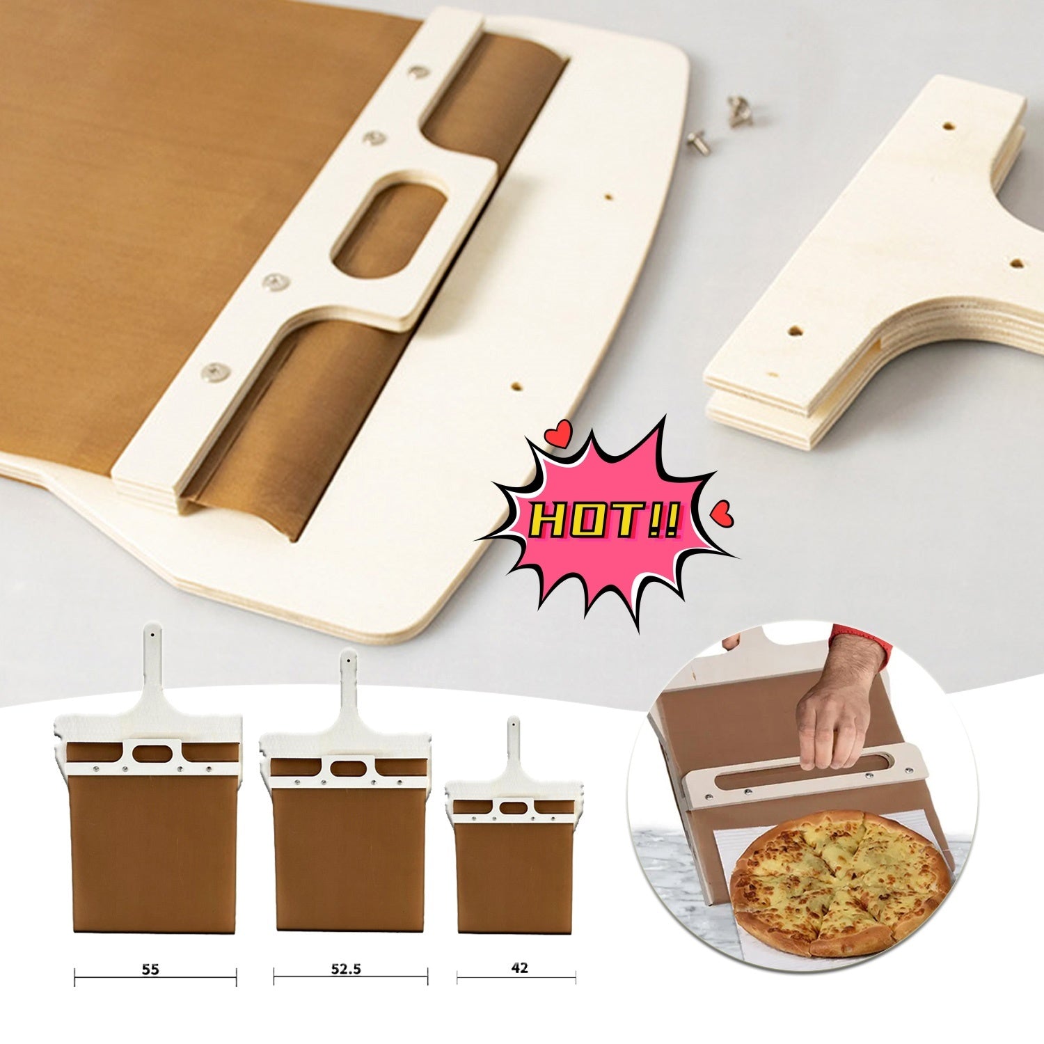 3 Sizes Sliding Pizza Peel Shovel Storage Board Pala Pizza Scorrevole Wooden Handle Transfer Pizza Kitchen Gadgets - 𝓢𝓱𝓸𝓹𝓵𝓮𝓬𝔂