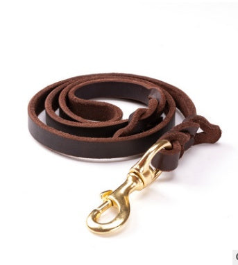 The first layer of leather dog leashes in the large dog chain demu training rope horse dog Golden Retriever dog rope - 𝓢𝓱𝓸𝓹𝓵𝓮𝓬𝔂
