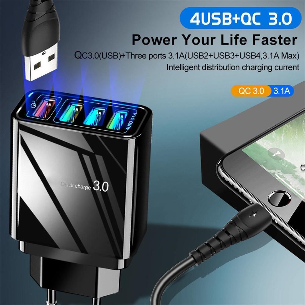 Illuminated 4USB Mobile Phone Charger 3A Charging Head - 𝓢𝓱𝓸𝓹𝓵𝓮𝓬𝔂