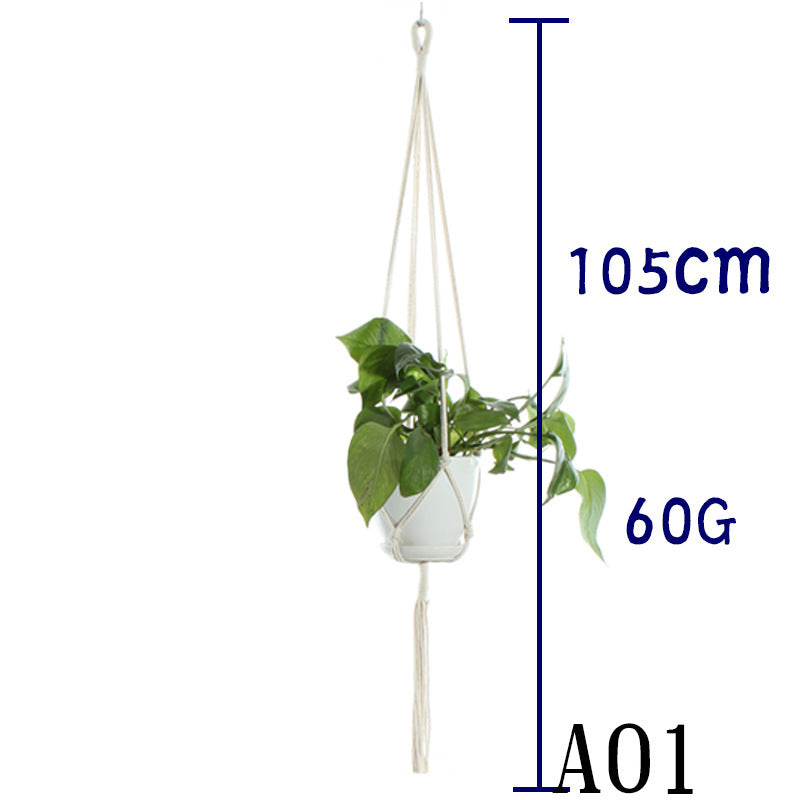 Flower Pot Net Bag Beige Cotton Rope Indoor Plant Hanger Hanging Basket Sling - 𝓢𝓱𝓸𝓹𝓵𝓮𝓬𝔂