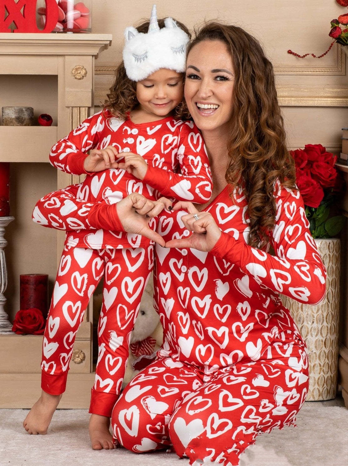 Beauty Clothing Valentine's Day Heart Printing Leisure Pajamas Pajamas Parent-child Suit - 𝓢𝓱𝓸𝓹𝓵𝓮𝓬𝔂