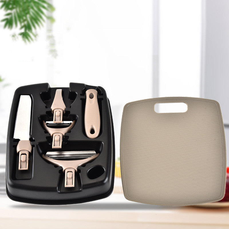 Stainless Steel Cutter Set Three Piece Set Wheat Straw Chopping Board Fruit Knife Peeler Combined Kitchen Tools - 𝓢𝓱𝓸𝓹𝓵𝓮𝓬𝔂