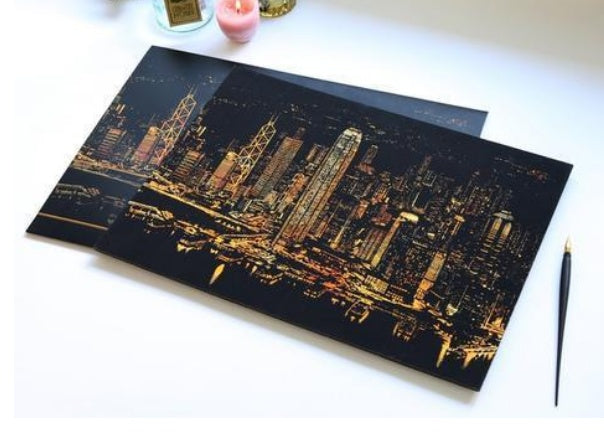 Decorative painting scratch Scraping painting drawing paper world Sightseeing pictures decoration birthday gifts drop shipping - 𝓢𝓱𝓸𝓹𝓵𝓮𝓬𝔂