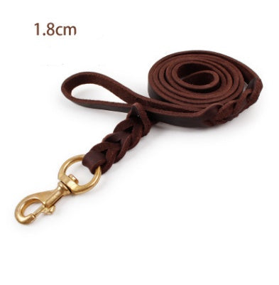 The first layer of leather dog leashes in the large dog chain demu training rope horse dog Golden Retriever dog rope - 𝓢𝓱𝓸𝓹𝓵𝓮𝓬𝔂