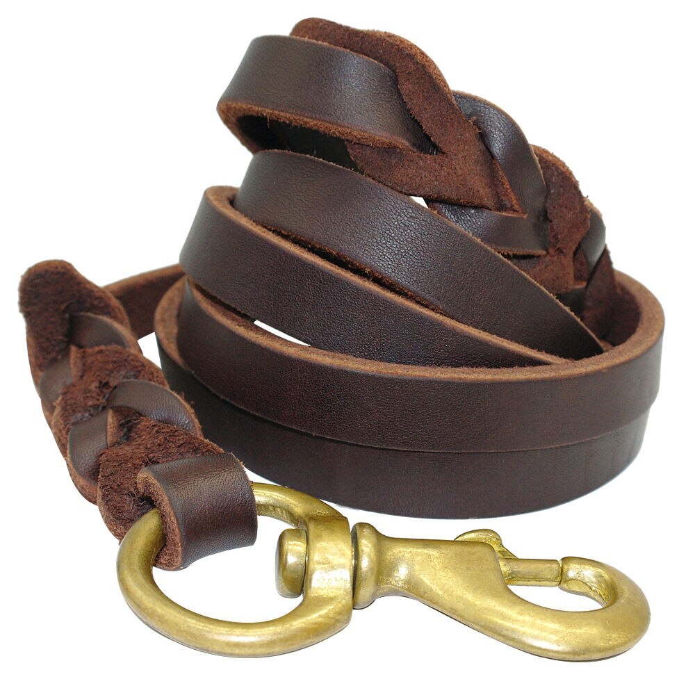 The first layer of leather dog leashes in the large dog chain demu training rope horse dog Golden Retriever dog rope - 𝓢𝓱𝓸𝓹𝓵𝓮𝓬𝔂