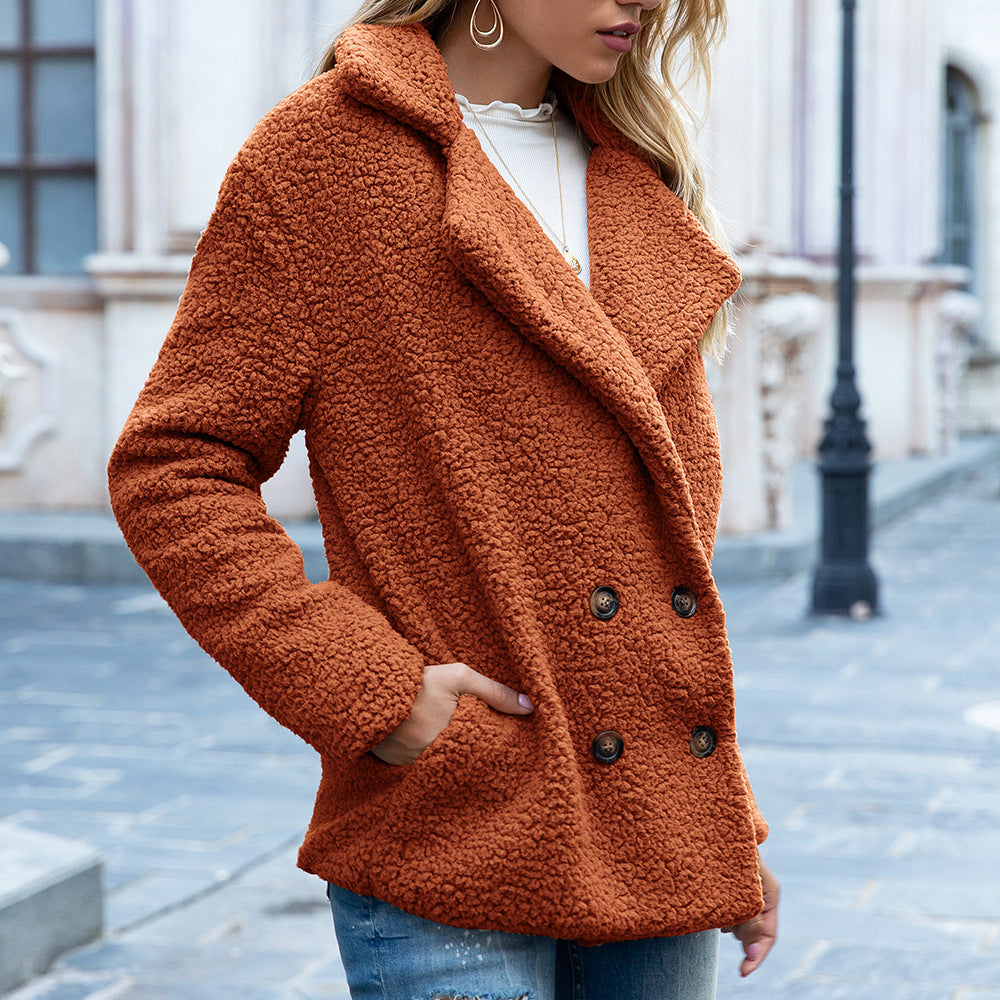 Loose Lapel Fluffy Coat Winter Button Jacket Cardigan Outwear For Women Clothing - 𝓢𝓱𝓸𝓹𝓵𝓮𝓬𝔂
