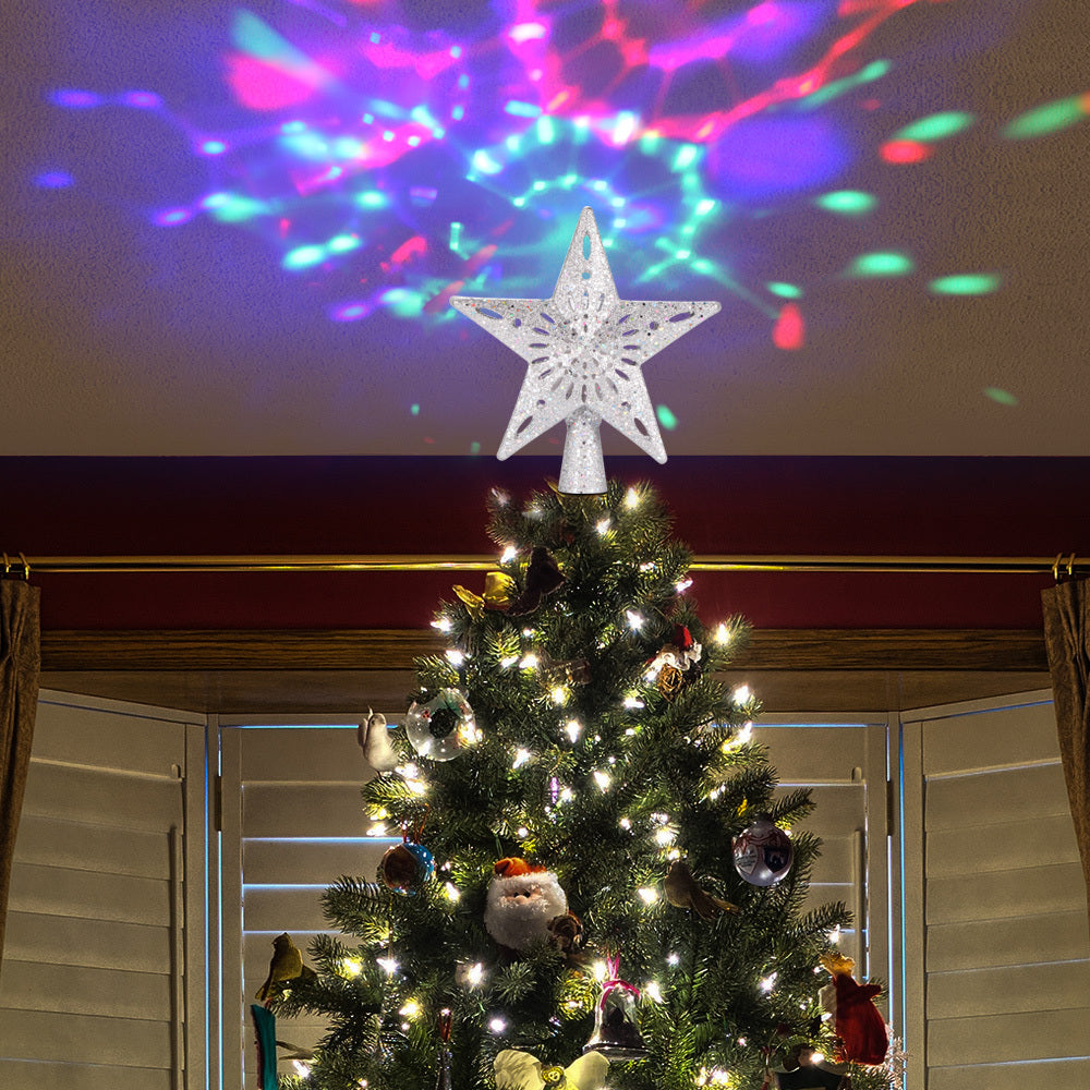 Christmas Tree Top Light Star Snowflake Shape LED Laser Projector Lights Christmas Tree Ornament - 𝓢𝓱𝓸𝓹𝓵𝓮𝓬𝔂