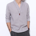 Men's Long-sleeved Shirt Retro Linen Chinese Style - 𝓢𝓱𝓸𝓹𝓵𝓮𝓬𝔂