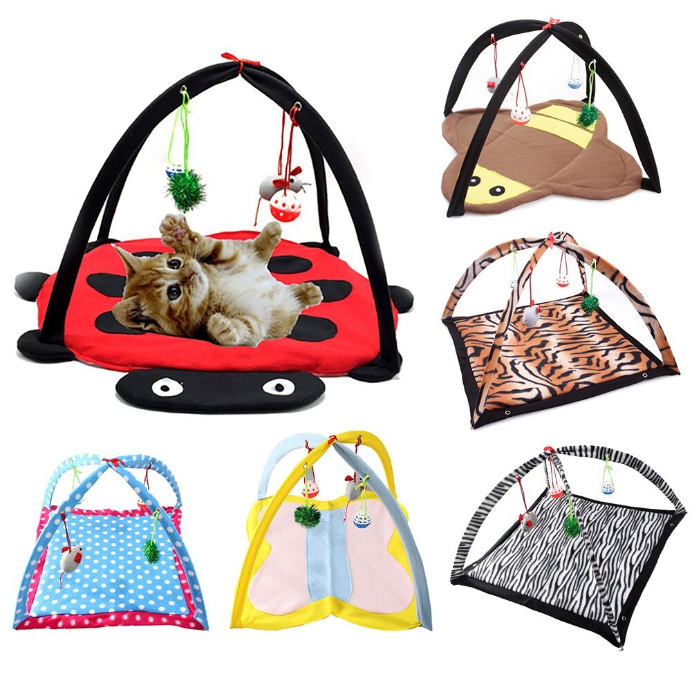 Cartoon Cat Play Tent Multifunctional Cat Hammocks Kitten Sleep Bed Foldable Cat Mat with Balls Cat Play House Toy - 𝓢𝓱𝓸𝓹𝓵𝓮𝓬𝔂