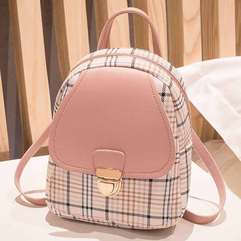 Ladies Check Lock Small Backpack One Shoulder Diagonal Handbag Coin Purse - 𝓢𝓱𝓸𝓹𝓵𝓮𝓬𝔂