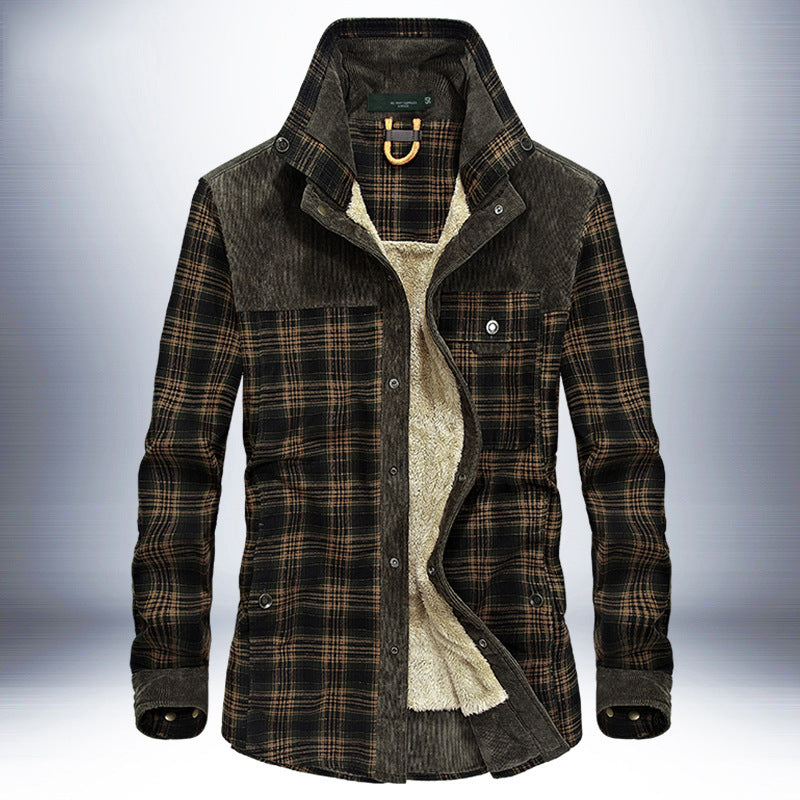 Winter Jacket Men Thicken Warm Fleece Jackets Coats Pure Cotton Plaid Jacket Military Clothes - 𝓢𝓱𝓸𝓹𝓵𝓮𝓬𝔂