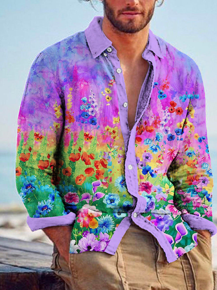 Color Matching Bamboo Linen Printed Men's Shirt - 𝓢𝓱𝓸𝓹𝓵𝓮𝓬𝔂