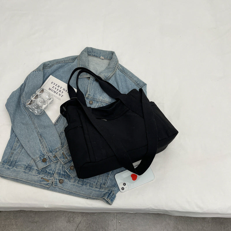 Large Capacity Shoulder Canvas Solid Color Bag For Women - 𝓢𝓱𝓸𝓹𝓵𝓮𝓬𝔂