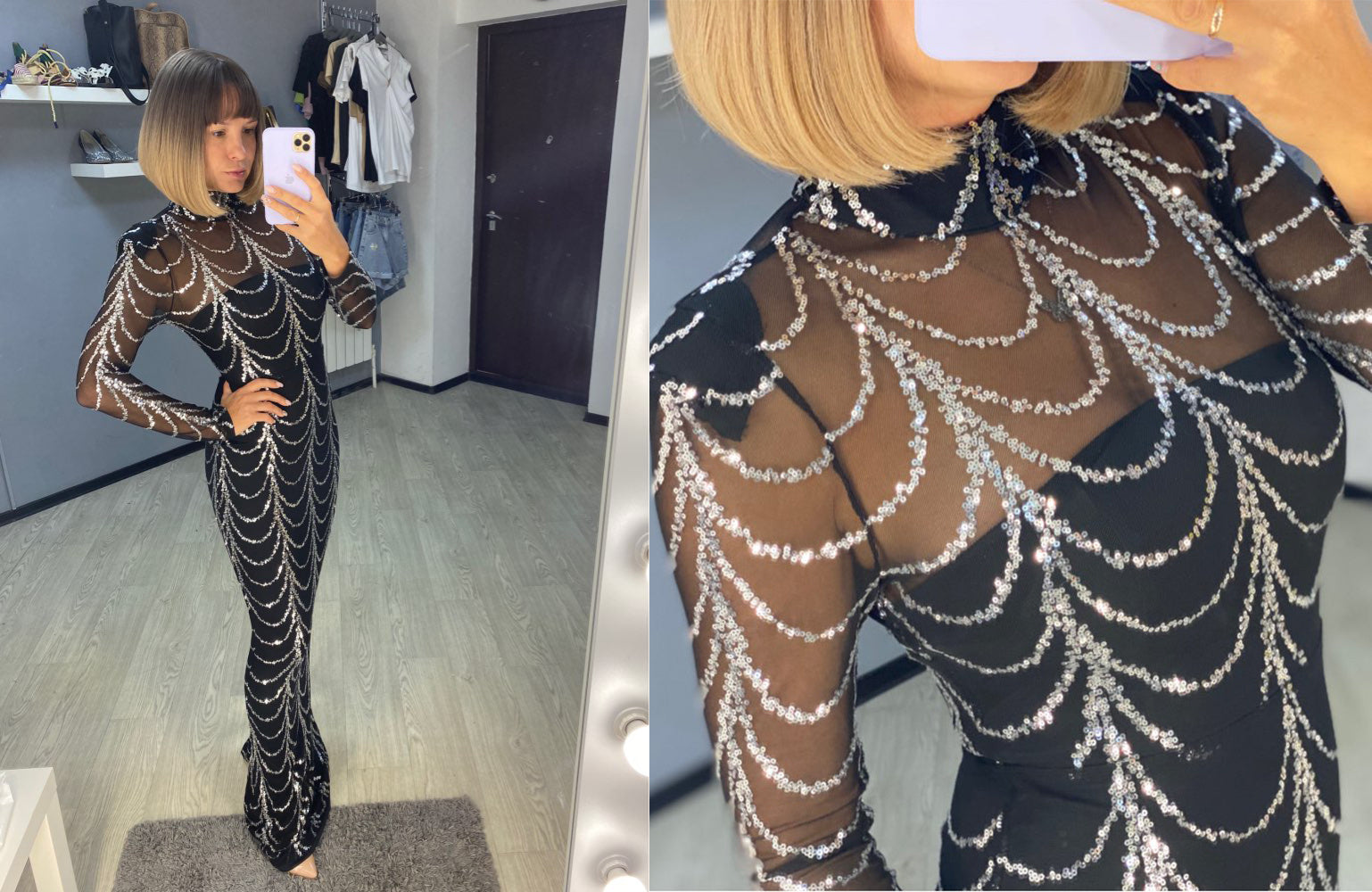 Sequins Women Maxi Dresses Long Sleeve Female Party Dresses - 𝓢𝓱𝓸𝓹𝓵𝓮𝓬𝔂