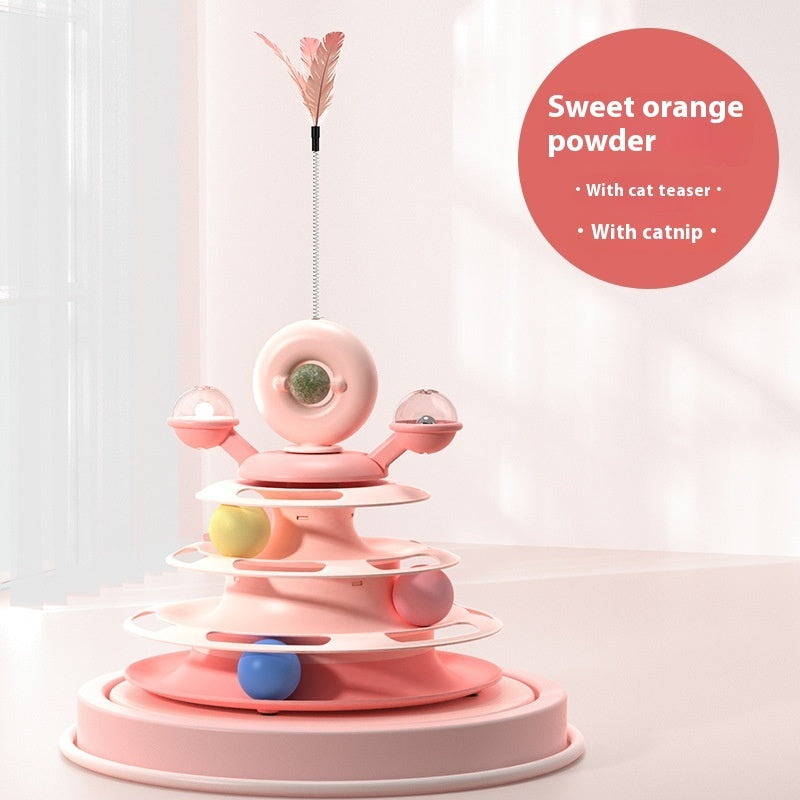 4 Levels Cat Toy Tower Turntable Roller Balls Toys Interactive Intelligence Pets Toys Training Track Puzzle Funny Games Accessories Pet Products - 𝓢𝓱𝓸𝓹𝓵𝓮𝓬𝔂