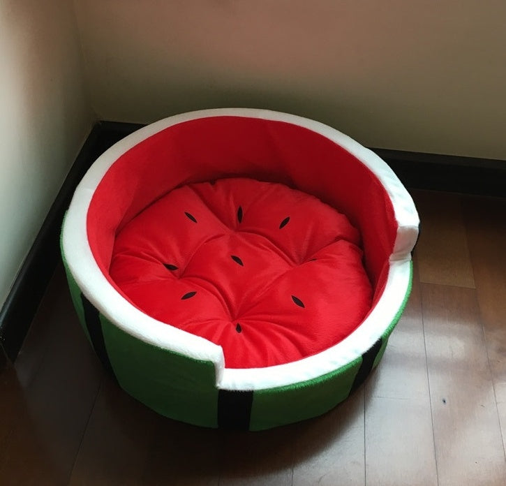 Four seasons kennel watermelon bed home quiet pets autumn and winter warm cat litter Teddy bear small dog cat watermelon nest - 𝓢𝓱𝓸𝓹𝓵𝓮𝓬𝔂