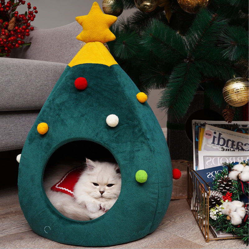 Christmas Tree Pet Bed Winter Warm Pet Nest Cat House Dog pet supplies - 𝓢𝓱𝓸𝓹𝓵𝓮𝓬𝔂