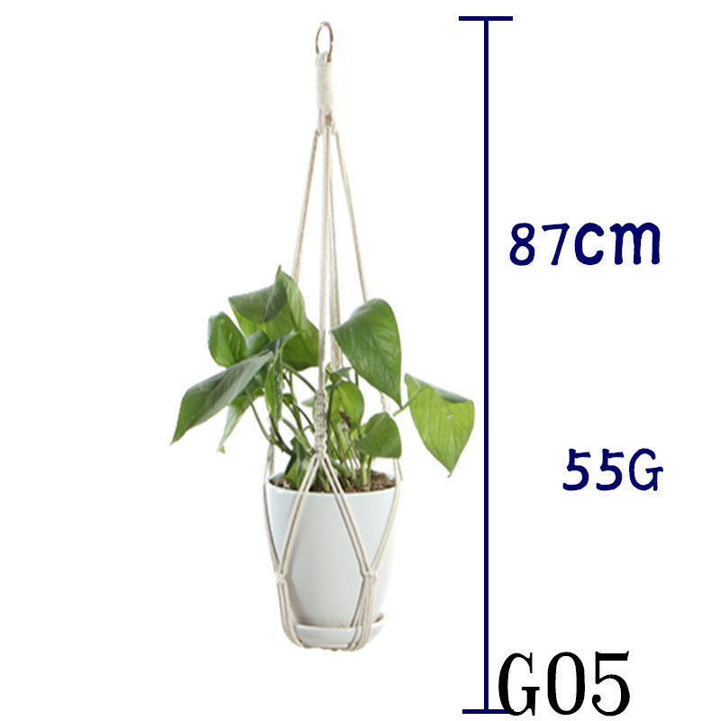 Flower Pot Net Bag Beige Cotton Rope Indoor Plant Hanger Hanging Basket Sling - 𝓢𝓱𝓸𝓹𝓵𝓮𝓬𝔂