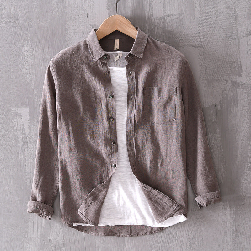 Cotton And Linen Men's Long-sleeved Casual Shirt - 𝓢𝓱𝓸𝓹𝓵𝓮𝓬𝔂