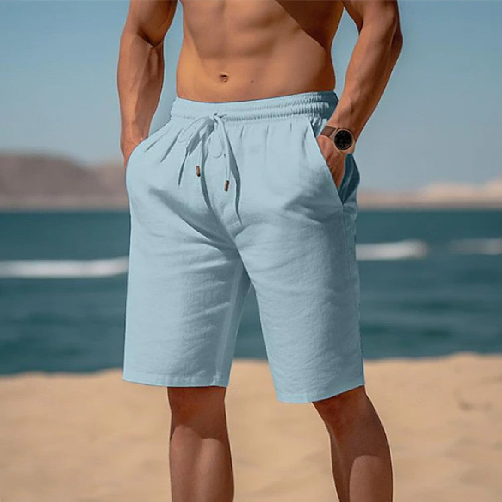 Summer Drawstring Shorts Elastic Waist Straight Pants Beach Breathable Shorts For Men Clothing - 𝓢𝓱𝓸𝓹𝓵𝓮𝓬𝔂