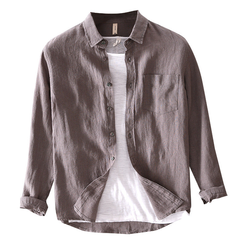 Cotton And Linen Men's Long-sleeved Casual Shirt - 𝓢𝓱𝓸𝓹𝓵𝓮𝓬𝔂