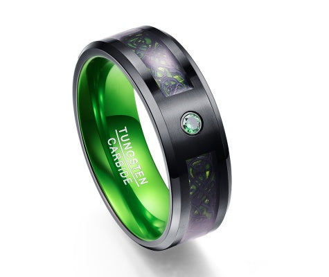 Matte Green Zircon Men Ring Tungsten Carbide Wedding Ring - 𝓢𝓱𝓸𝓹𝓵𝓮𝓬𝔂