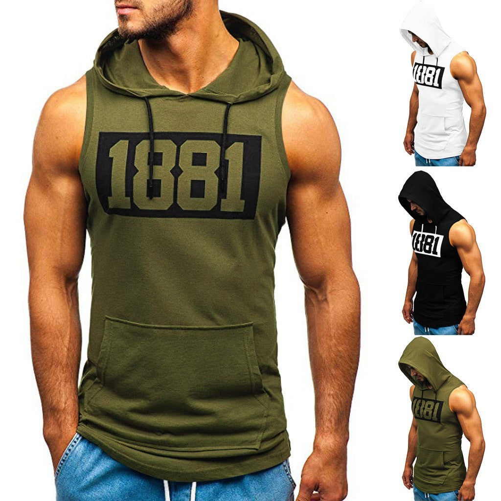 Men's Sleeveless Vest Letter Printed Hoodie Sports Tops - 𝓢𝓱𝓸𝓹𝓵𝓮𝓬𝔂