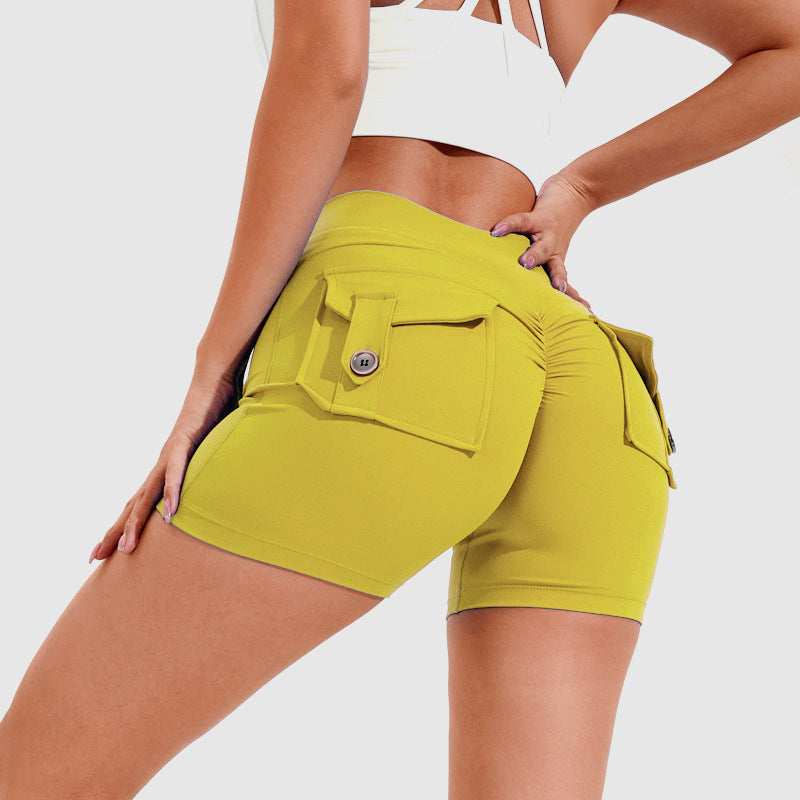 High Waist Hip Lifting Shorts With Pockets Quick Dry Yoga Fitness Sports Pants Summer Women Clothes - 𝓢𝓱𝓸𝓹𝓵𝓮𝓬𝔂