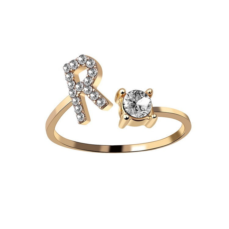 New Design Adjustable 26 Initial Letter Ring Fashion Jewelry For Women Simple Elegant Jewelry - 𝓢𝓱𝓸𝓹𝓵𝓮𝓬𝔂
