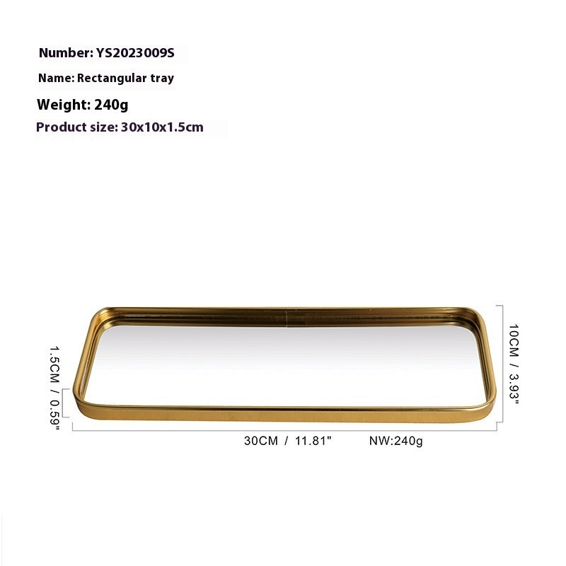 Metallic Glass Mirror Tray Jewelry And Cosmetics Storage Tray - 𝓢𝓱𝓸𝓹𝓵𝓮𝓬𝔂