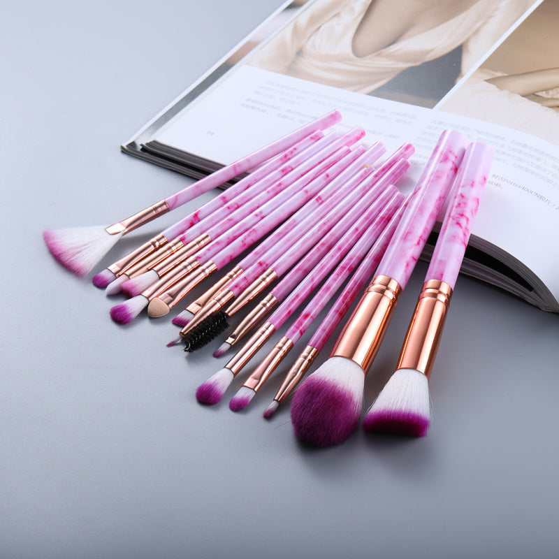 15 Marbled Design Makeup Brushes Set - 𝓢𝓱𝓸𝓹𝓵𝓮𝓬𝔂